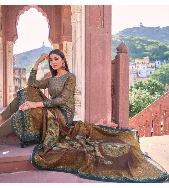 Viscos pashmina digital print Suit with work