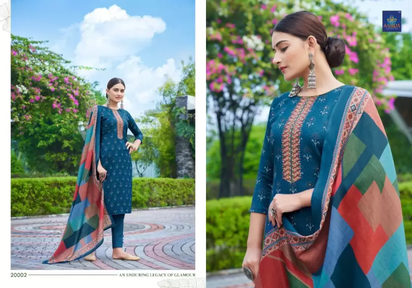 Unstitched Wool Suit Fabric Graphic Print