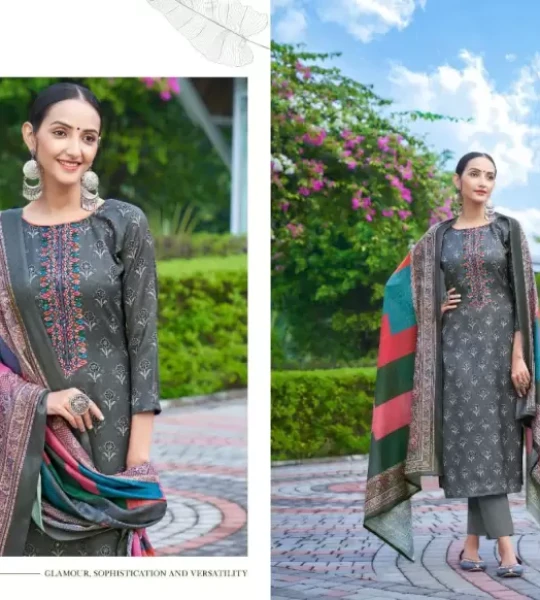 Unstitched Wool Salwar Suit Material Graphic Print